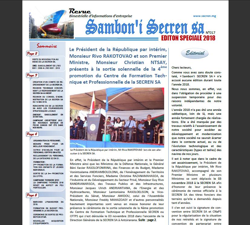 Sambon'i Secren sa - Edition spéciale 2018.
